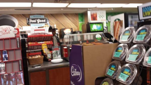 Inside Mapco, waiting in line