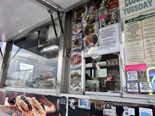 Front of the food shack where you can see them cooking