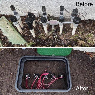 Before and after 5 Zone Valve Manifold replacement/upgrade