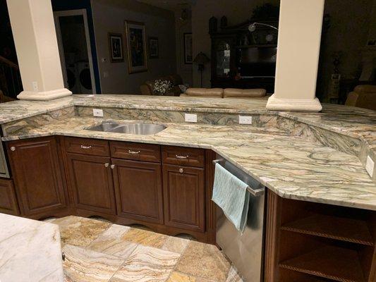 New Green Fusion quartzite kitchen countertop