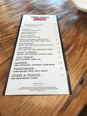 The menu