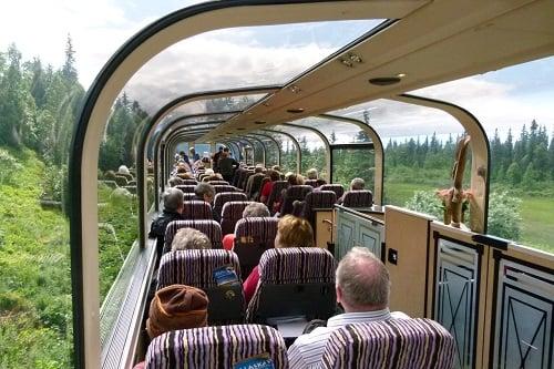 Famous train ride in Alaska and you admire the scenic wonders of Alaska.