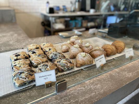 Blueberry Scone Almond Croissant and butter Croissant available on this visit