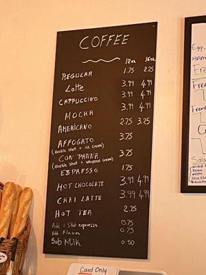 Coffee list