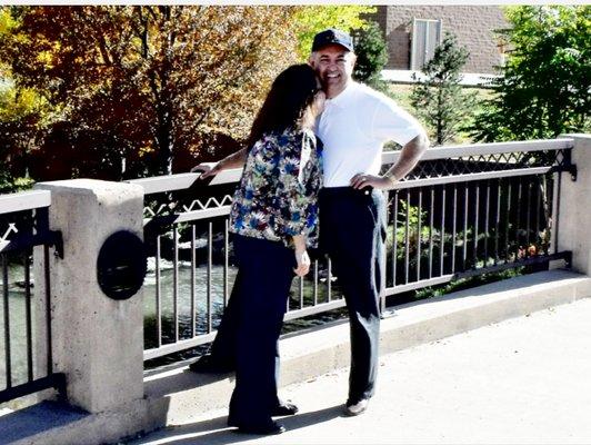 Dr. Elmer and Sharon Villalon, At the RiverWalk in the Red roof Union Ave Historic District of Southdown Town Pueblo.