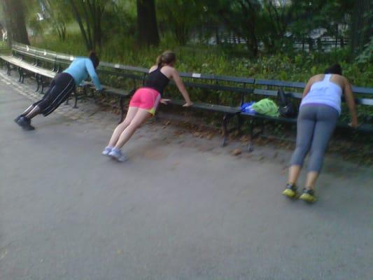 Incline pushups in 81st and Central Park West