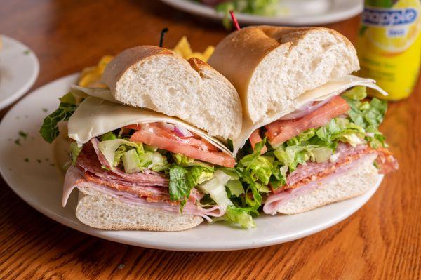 Italian combo, ham, salami, pepperoni, provolone, lettuce, tomato & red onion