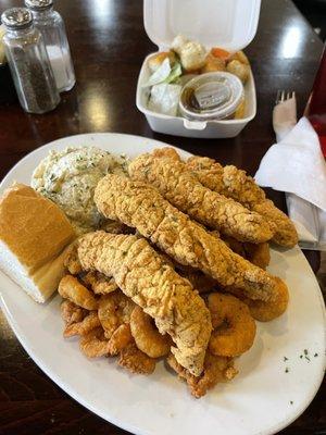 HUGE Fried Catfish and Fried Shrimp Platter!