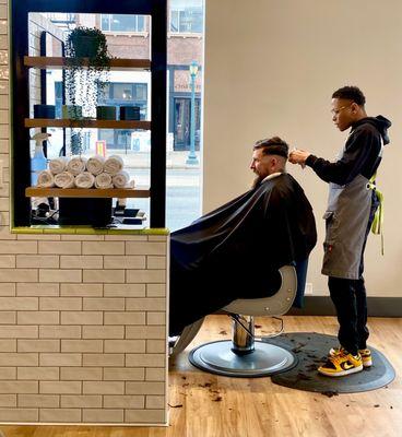 Voted 5280 best barbershop in Denver in 2024. Barber giving best fade haircut in town.