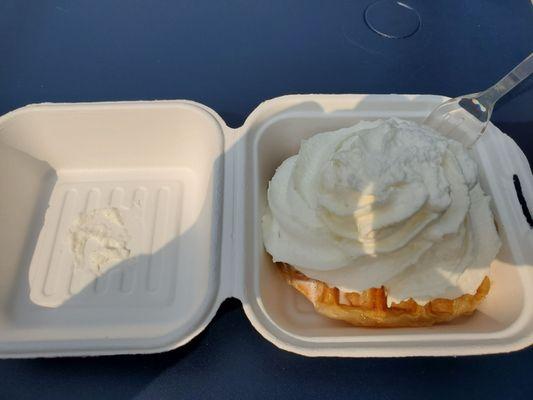 Bruges. Fresh Strawberries + Whipped Cream on a Liège Sugar Waffle.