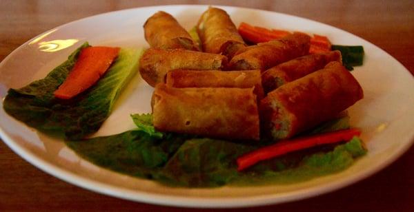 Crispy egg rolls.