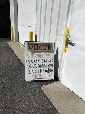 Donation center entrance