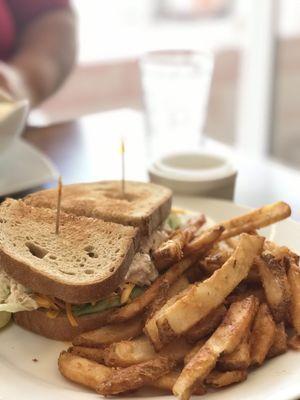 Tuna sandwich on rye, bread toasted with cheddar.  If you're in the mood for tuna, pull the trigger.