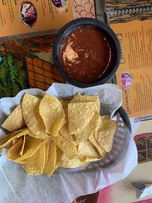 Chips and salsa as the appetizer