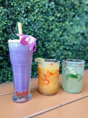 Ube-by boba // mango margarita // jalapeño margarita