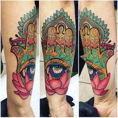 Hamsa tattoo by Aracely