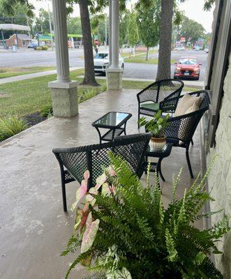 One of the several lovey outdoor seating areas