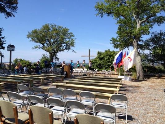 Prep for outdoor service by the water.