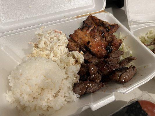 Teriyaki chicken and steak