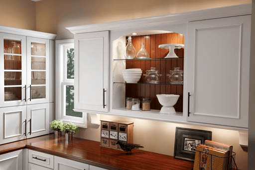 This photos shows KraftMaid Cabinetry.