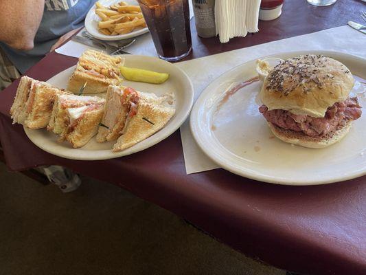 Roast Beef on Kimmelweck and club with turkey