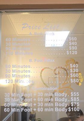 Price list.