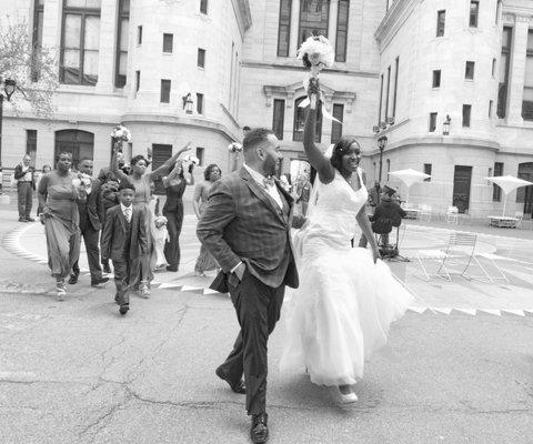 Newlyweds in City Hall - Philadelphia.