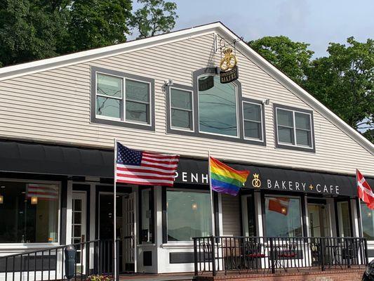 Exterior with many flags