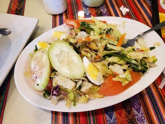 A watery salad.  The kitchen needs to buy a salad spinner.  I'm not making this up.