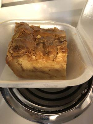 That's a healthy square of bread pudding. That crackly top is part of the deliciousness.