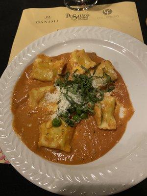 Ravioli with vodka sauce