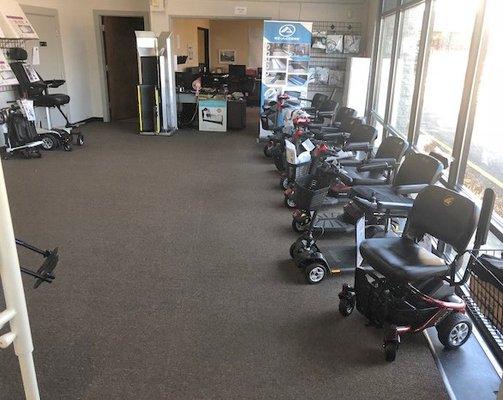 Power chairs and scooters at Bellevue Healthcare Lacey