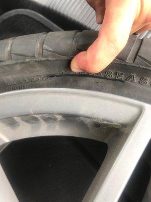 Damaged tire