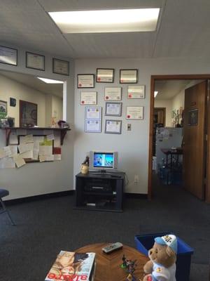 Waiting area and entrance to office.