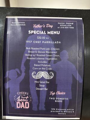 Special Father's Day menu