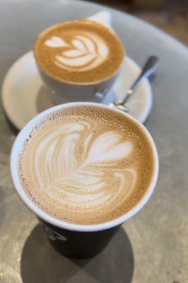 Oregon Hazelnut Latte and a cappuccino