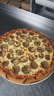 Meatball pizza.