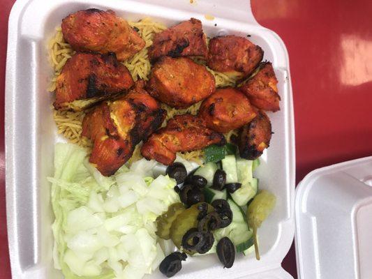 Chicken Tikka over Salad and Rice