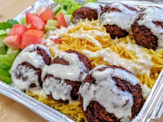 Falafel Over Rice Plate