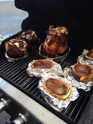 Acorn, spaghetti squash. Cabbage stuffed with bacon