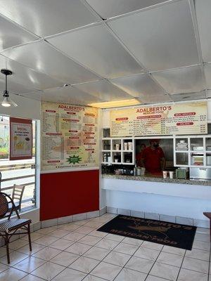 Inside ordering area and menu