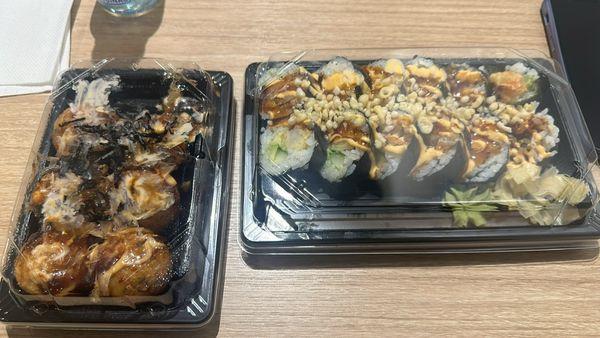 Takoyaki + Tempura Shrimp Roll