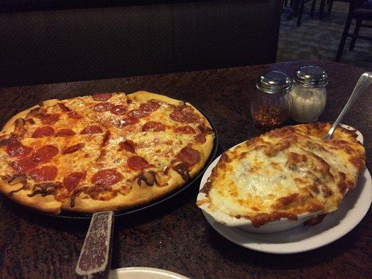 Pepperoni Pizza and Lasagna