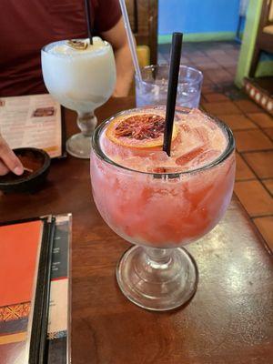 Pink Margarita and a frozen House Margarita