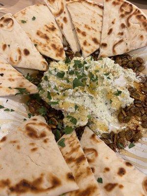 Whipped feta with pita bread.