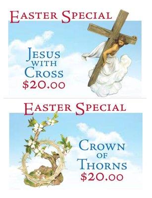 Easter Sale 2019 Jesus with Cross and Crown of Thorns, gift boxed and beautiful for just $20.00 each