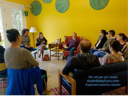 Expectant parents & doula students in class