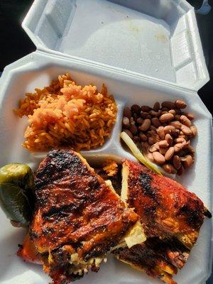 Hafl chicken Plate w Beans and Rice!