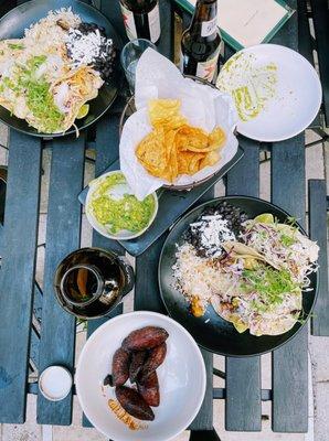 CHIPS & GUACAMOLE; FRIED PLANTAINS WITH CHILE VINEGAR; AL PASTOR