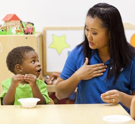 We incorporate sign language in our infant and toddler programs.